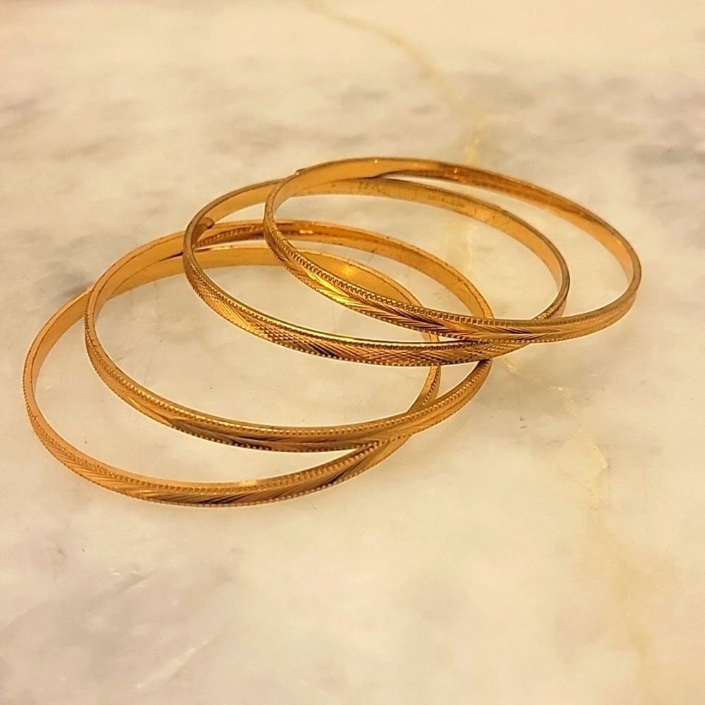 NEW Indian Bangle 18k Set 4 Gold Thin Wedding Dainty Coquette Bracelet BollyWood